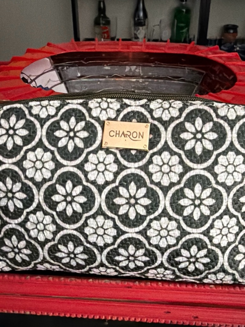 Black & White Floral Cosmetic Pouch